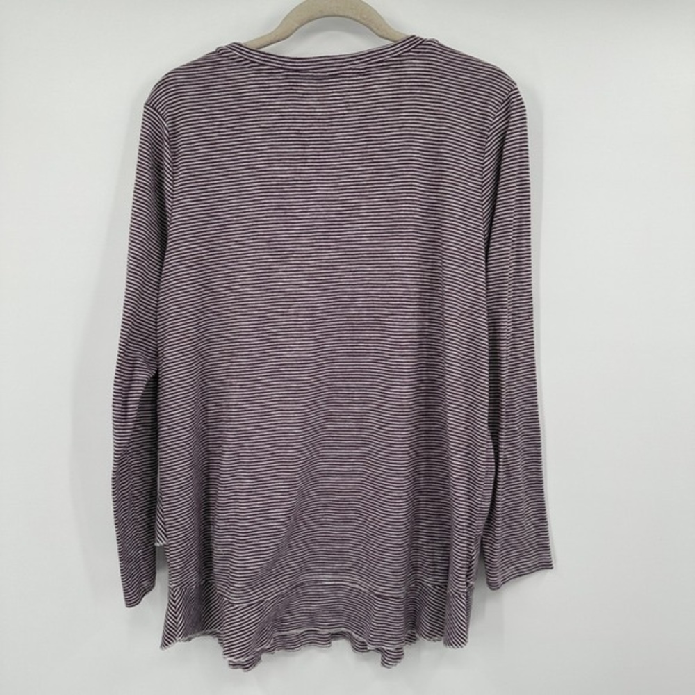Soft Surroundings Purple and White Striped Long-Sleeve Scoop Neck Top - Picture 4 of 4